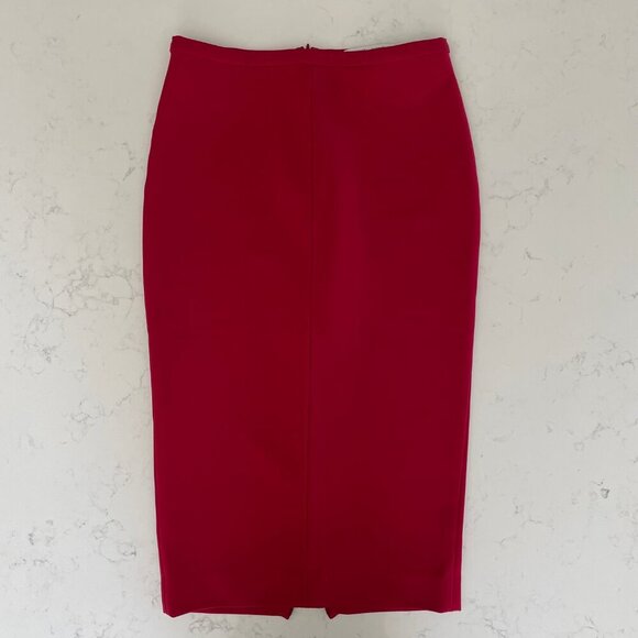 Diane von Furstenberg Samara Tailor JSY Designer Fitted Pencil Midi Skirt Red 4 - Picture 14 of 14